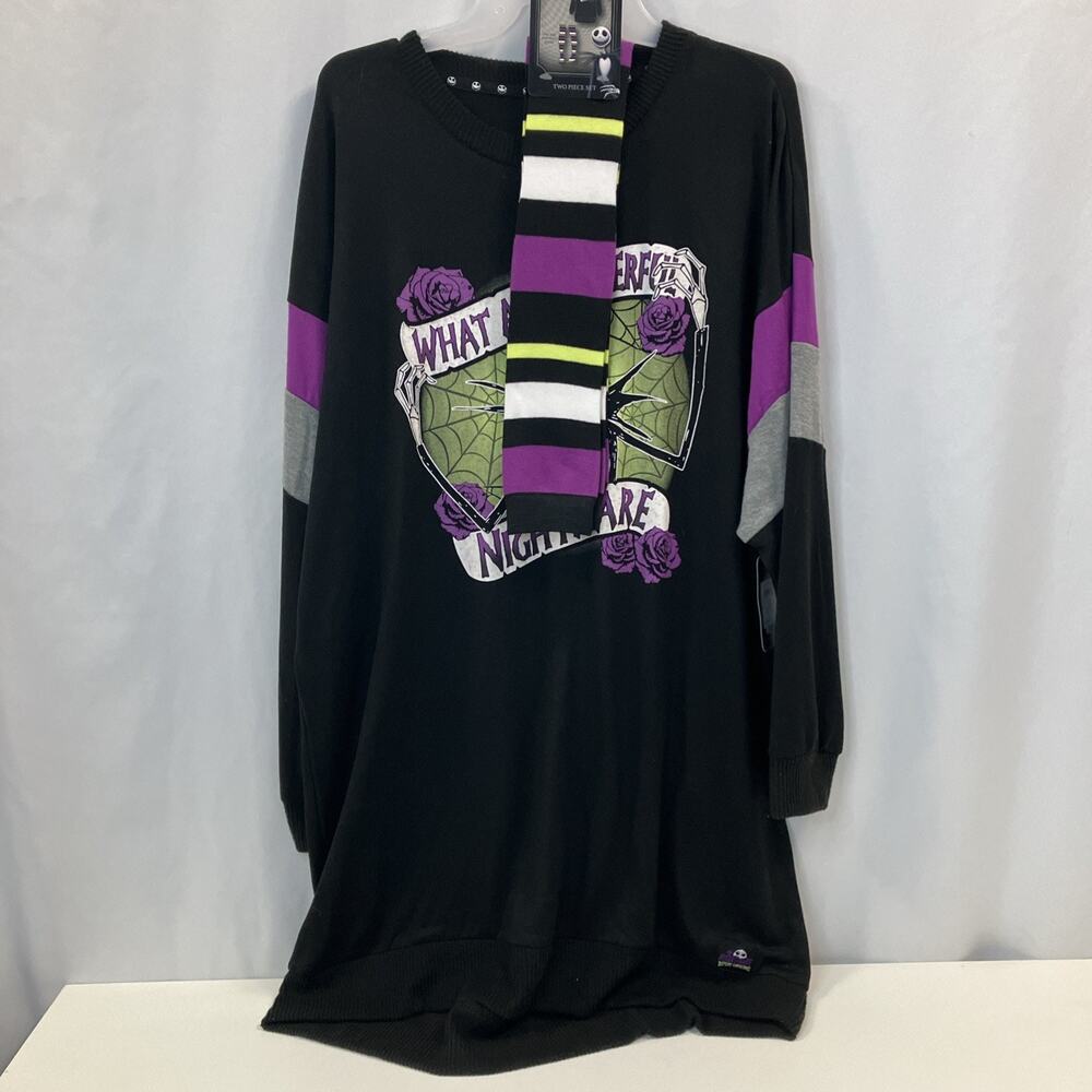 Disney's Nightmare Before Christmas Halloween Sleepshirt PJ & Socks XL (16-18)